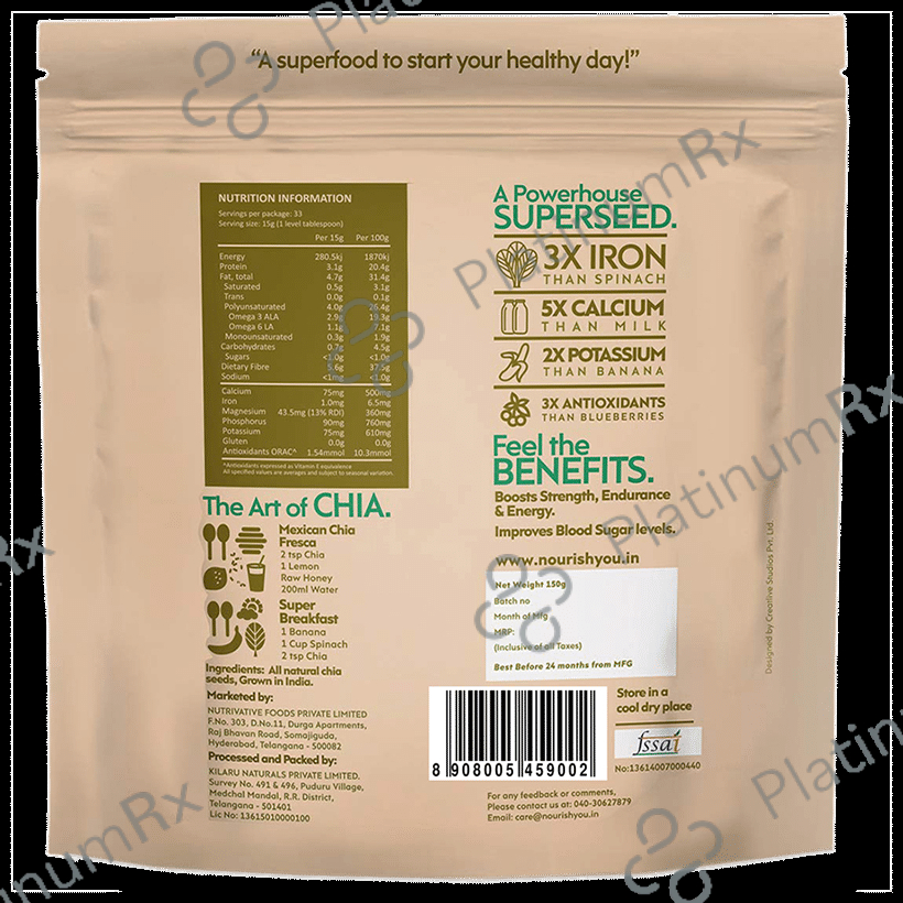 Nourish You Authentic Black Chia Seeds Gluten Free