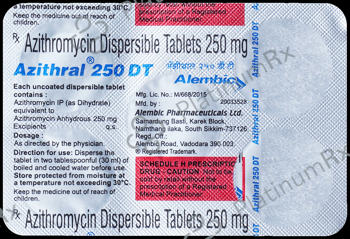 Azithral 250mg DT Tablet 5s