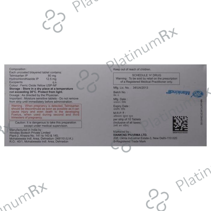 Telmikind H 12.5/80mg Tablet 10s
