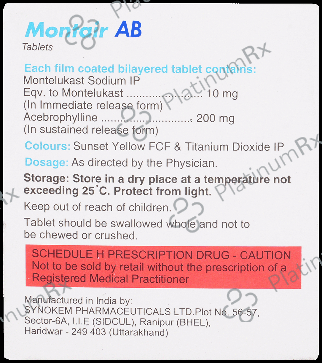 Montair AB 200/10mg Tablet SR 10s