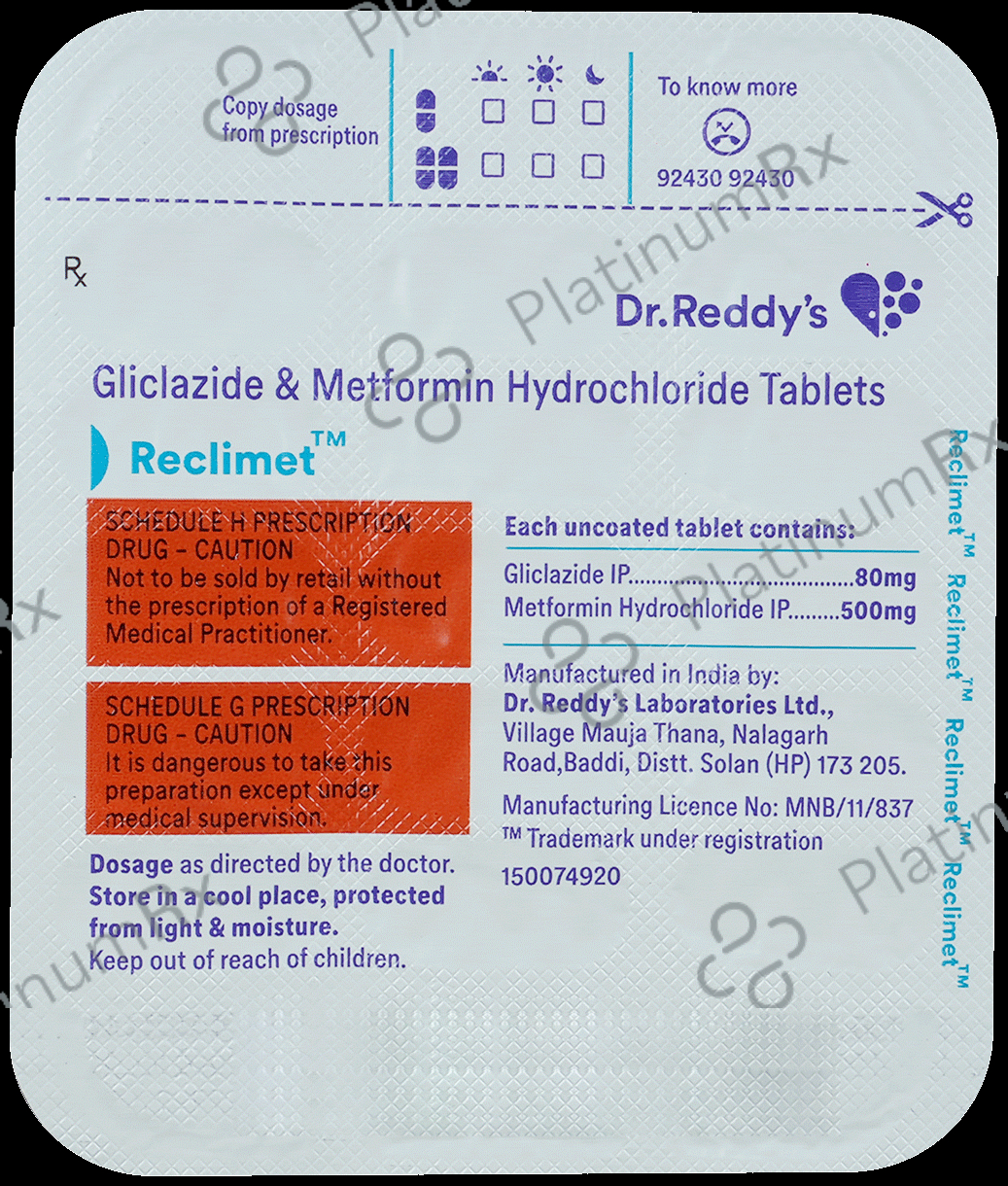 Reclimet 80/500mg Tablet 15s