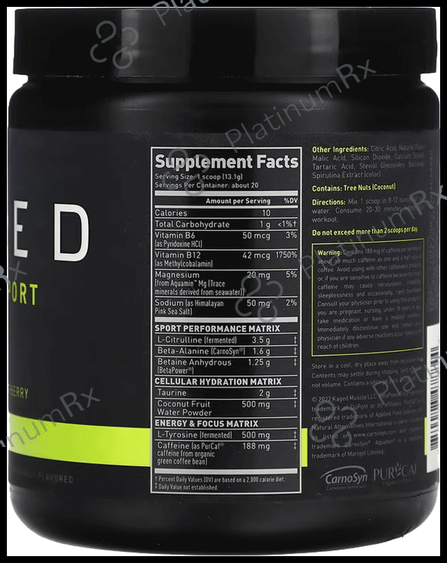 Kaged Muscle Pre-Kaged Sports Powder Mango Lemon