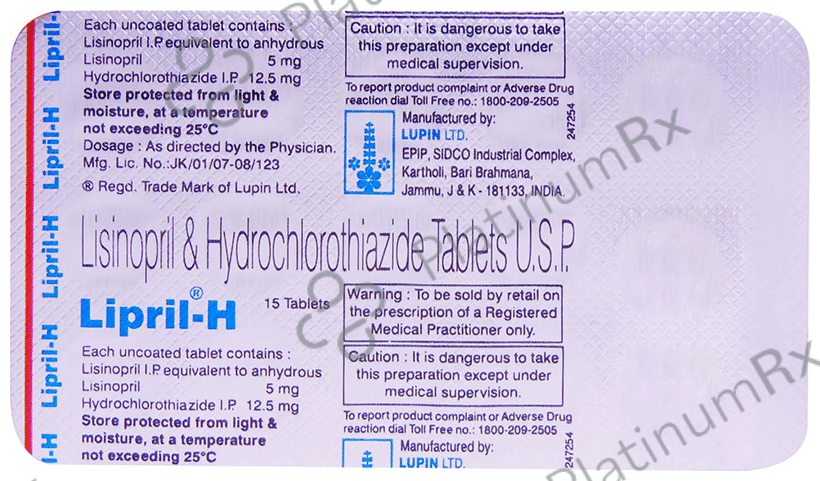 Lipril H 5/12.5mg Tablet 15s