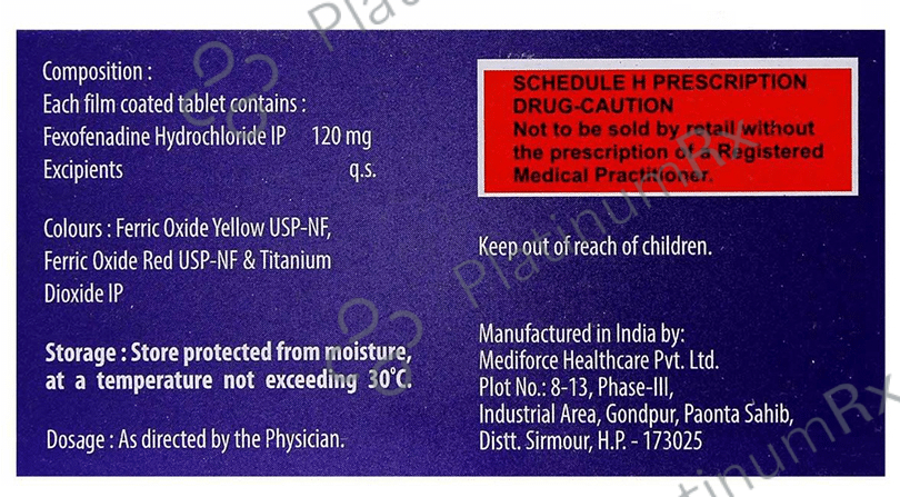Histafree 120mg Tablet 10s