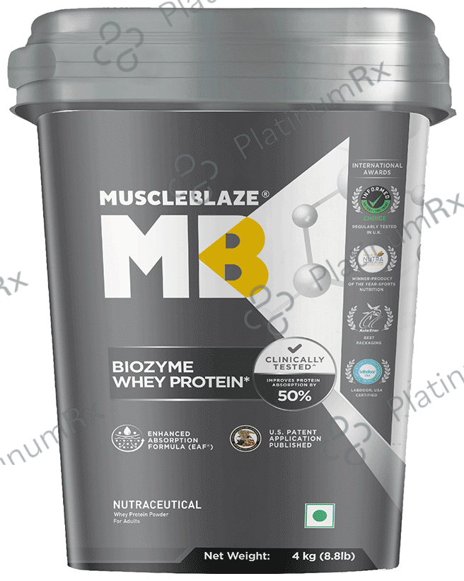 MuscleBlaze Rich Milk Chocolate Flavour - Biozyme Whey Protein - Powder for Muscle Gain - Improves Protein Absorption by 50% 4 kg