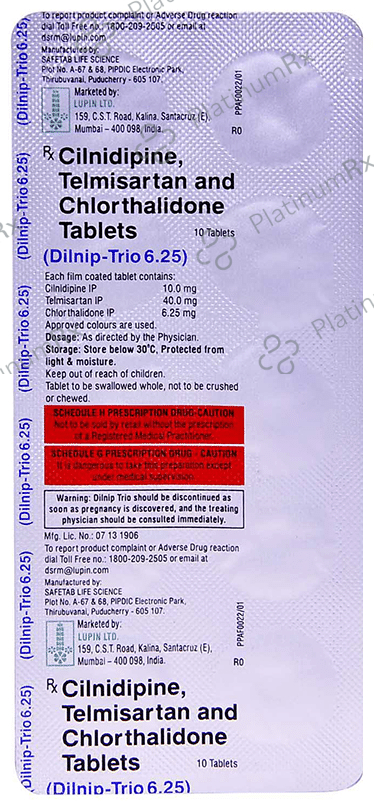 Dilnip Trio 40/10/6.25mg Tablet 10s