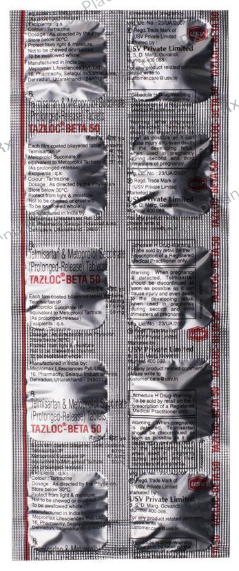 Tazloc Beta 50 50/40mg Tab PR 10s