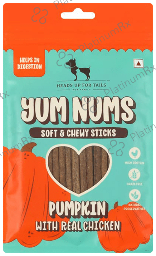 Heads Up For Tails Yum Nums Soft & Chewy Sticks Pumpkin with Real Chicken