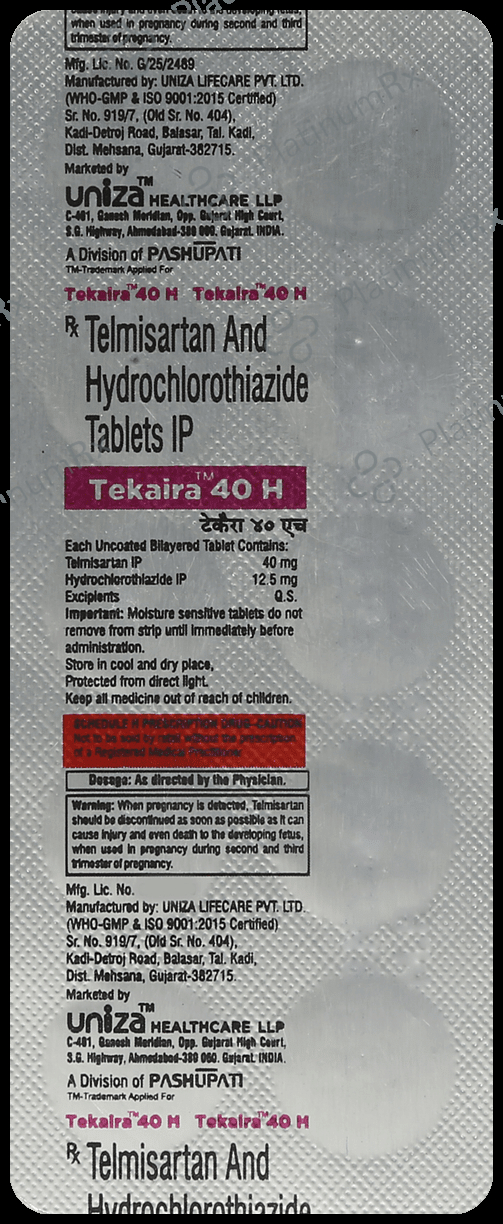 Tekaira H 40mg/12.5mg Tablet