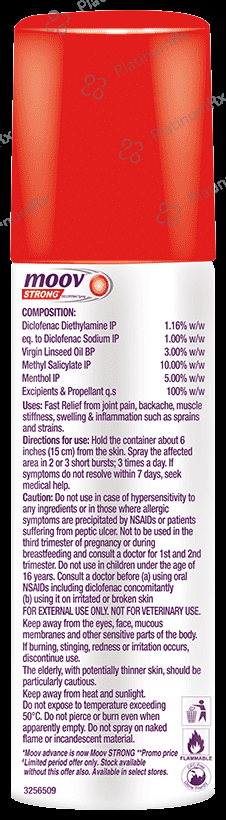 Moov Red Strong Diclofenac Pain Relief Spray - For Joint Pain, Backache, Muscle Stiffness & Swelling 55 gm