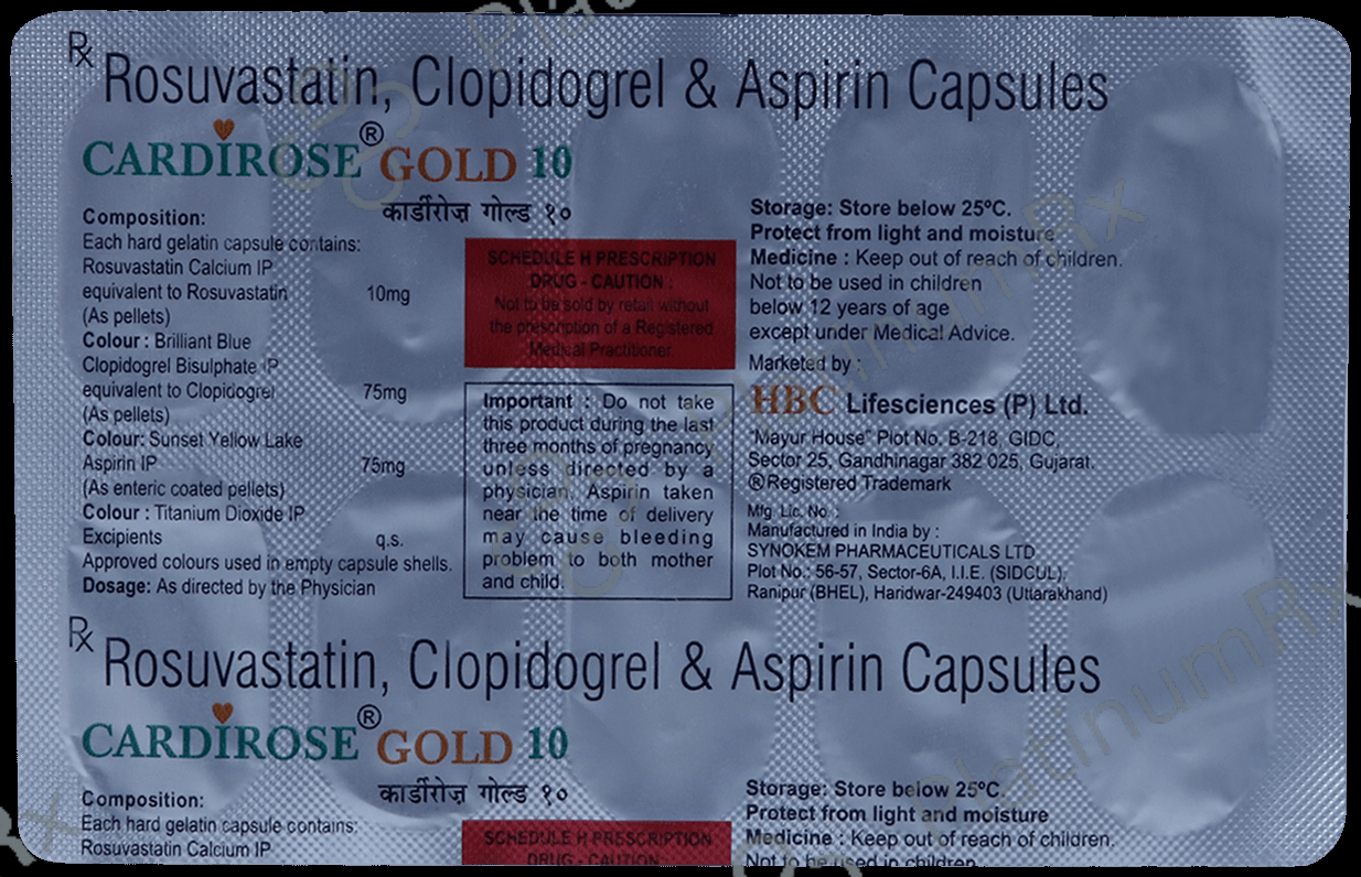 Cardirose Gold 10/75/75mg Capsule 10s