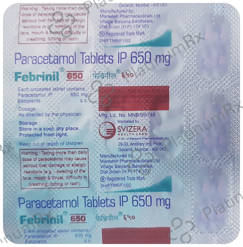 Febrinil 650mg Tablet 15 tablets
