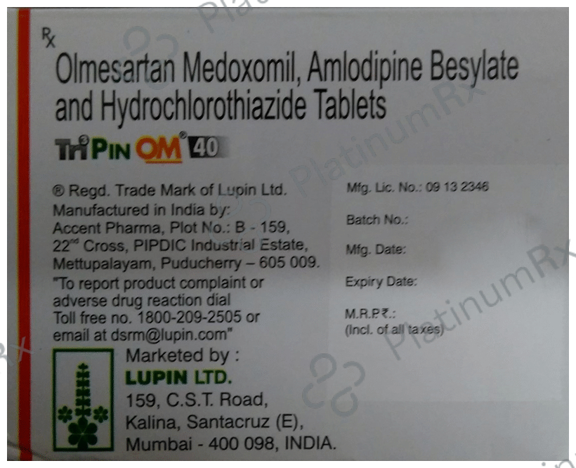 Tripin OM 40 5/12.5/40mg Tablet 10s