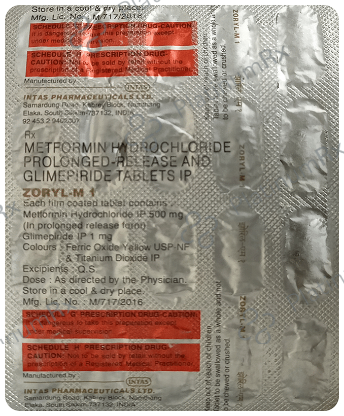 Zoryl M 1 1/500mg Tablet PR 20s