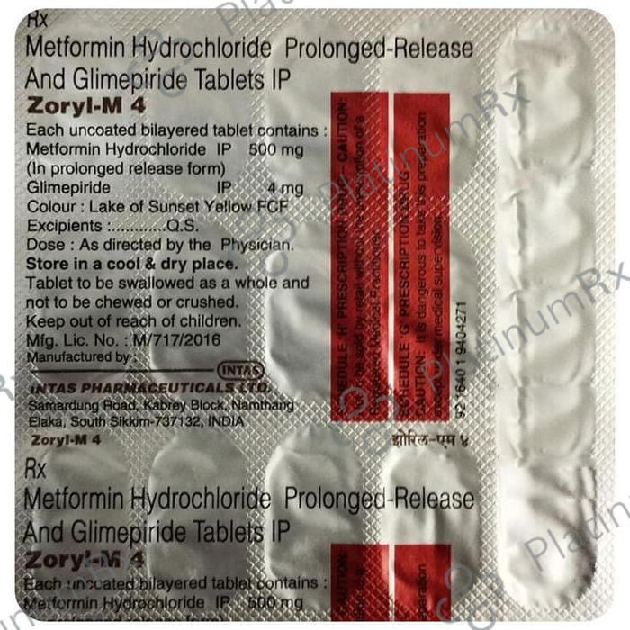 Zoryl M4 4/500mg Tablet PR 15s