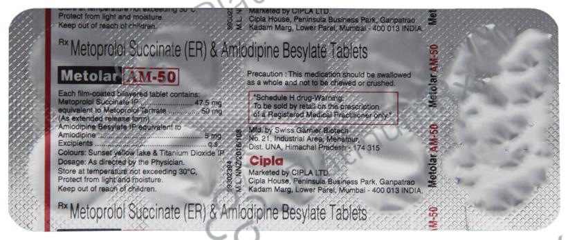 Metolar AM 5/50mg Tablet 10s