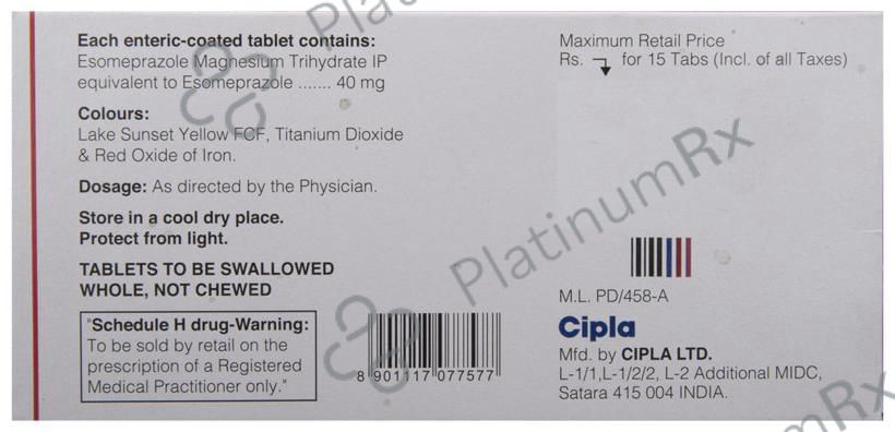 Esomac 40mg Tablet 15s