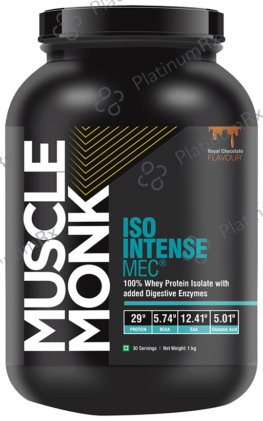 Muscle Monk ISO Intense MEC 100% Whey Protein Isolate with added Digestive Enzymes Royal Chocolate 1 kg