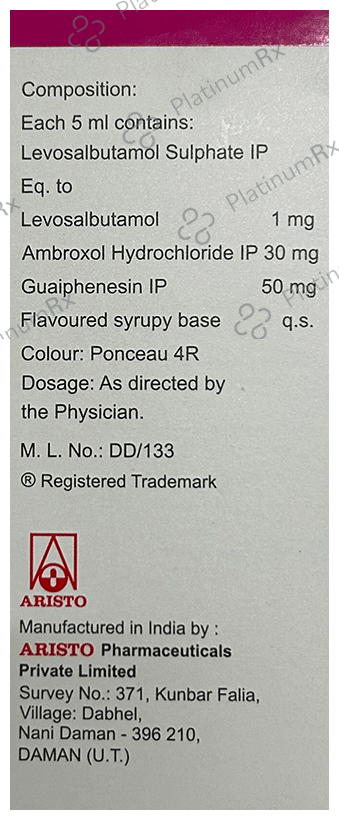 Zerotuss LS 30mg/1mg/50mg Syrup