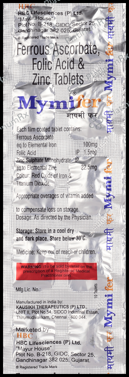 Mymifer 100/1500mcg/22.5mg Tablet 10s