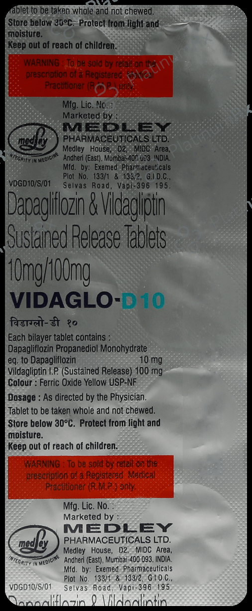 Vidaglo D 10/100mg Tablet 10s