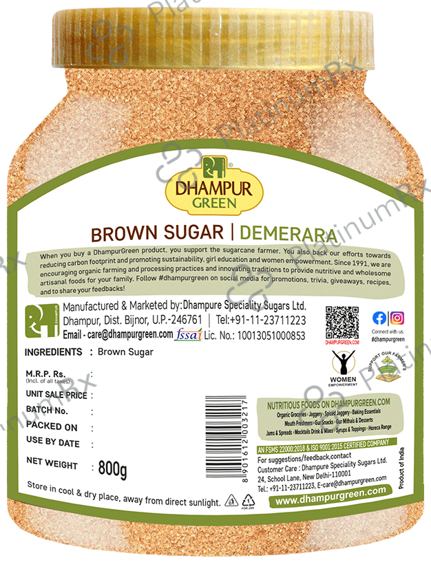 Dhampur Green Demerara Sugar (Brown) Powder