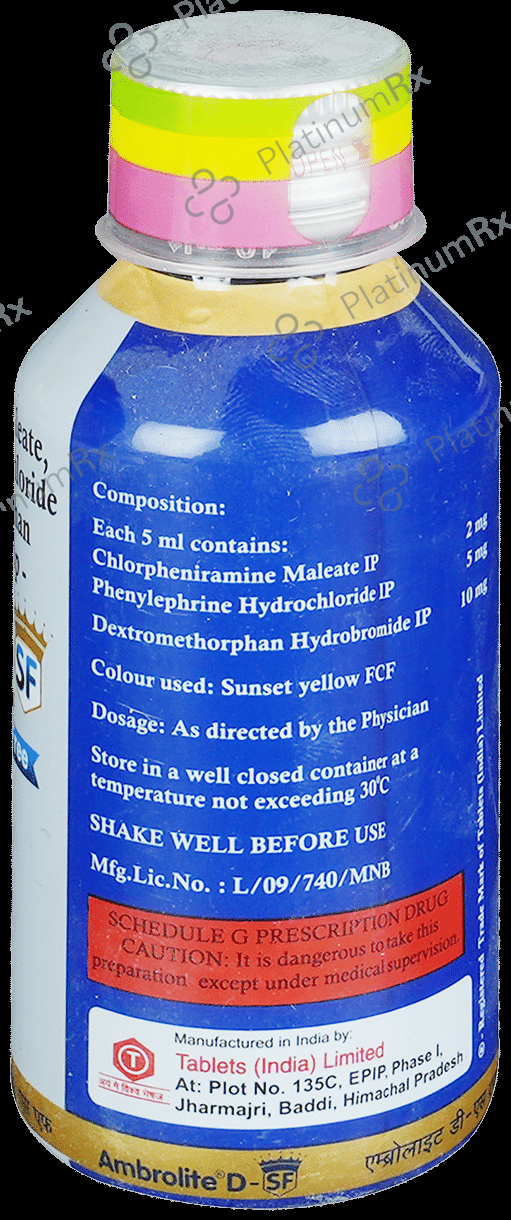Ambrolite D Sugar Free Syrup 100ml