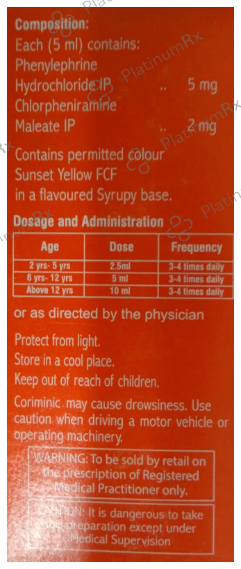 Coriminic Orange 2/5mg Syrup 60ml