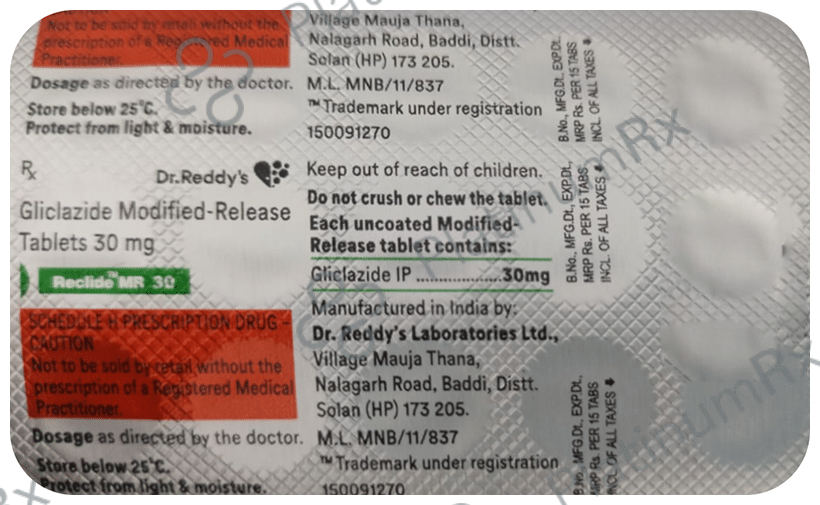Reclide MR 30mg Tablet MR 15s