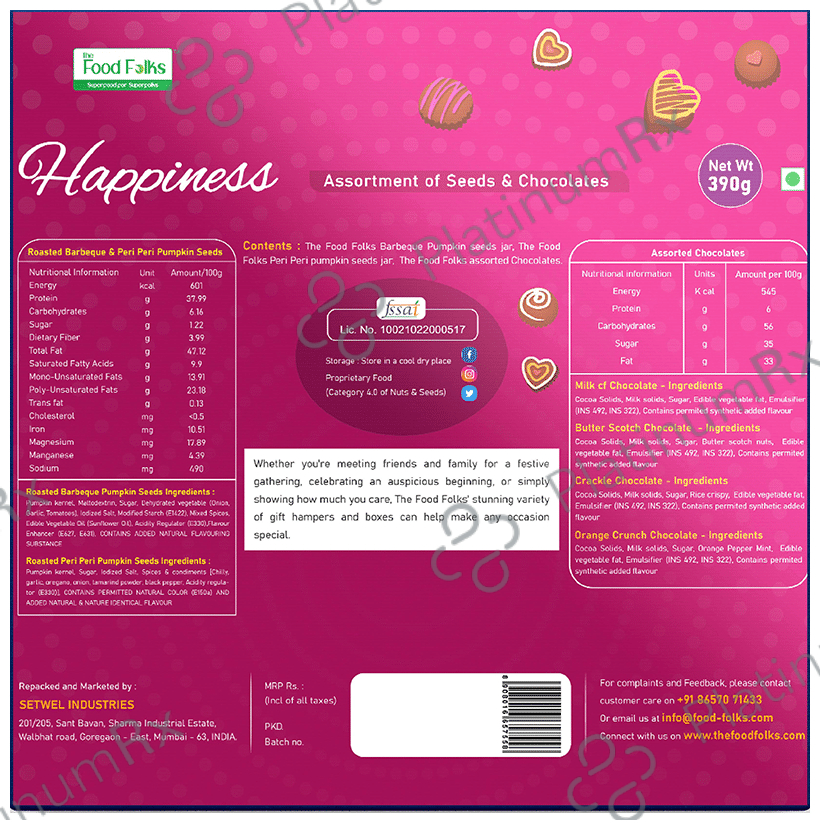 The Food Folks Happiness Assortment of Seeds & Chocolates Gift Pack