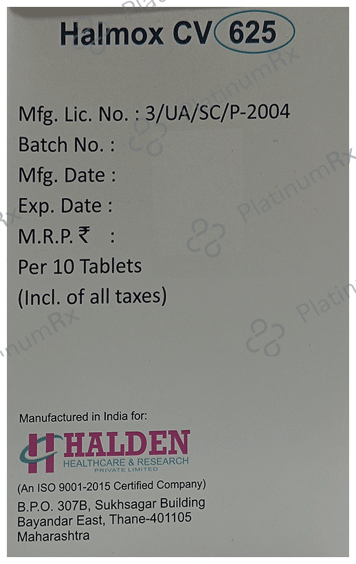 Halmox CV 625 Tablet 10 tablets Tablet Halden Healthcare & Research Pvt Ltd