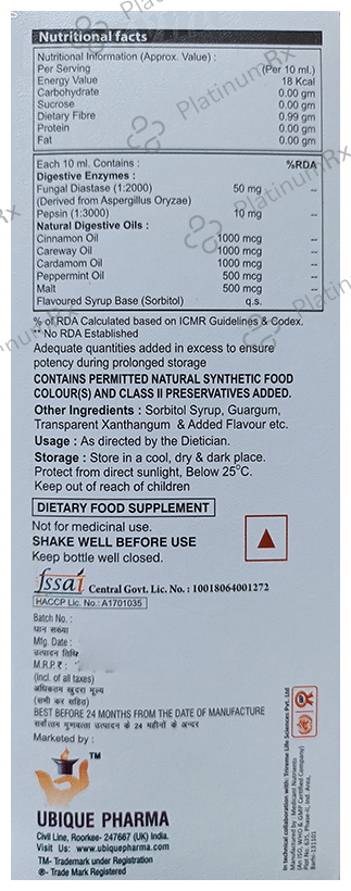 Ucozyme Syrup Orange Sugar Free