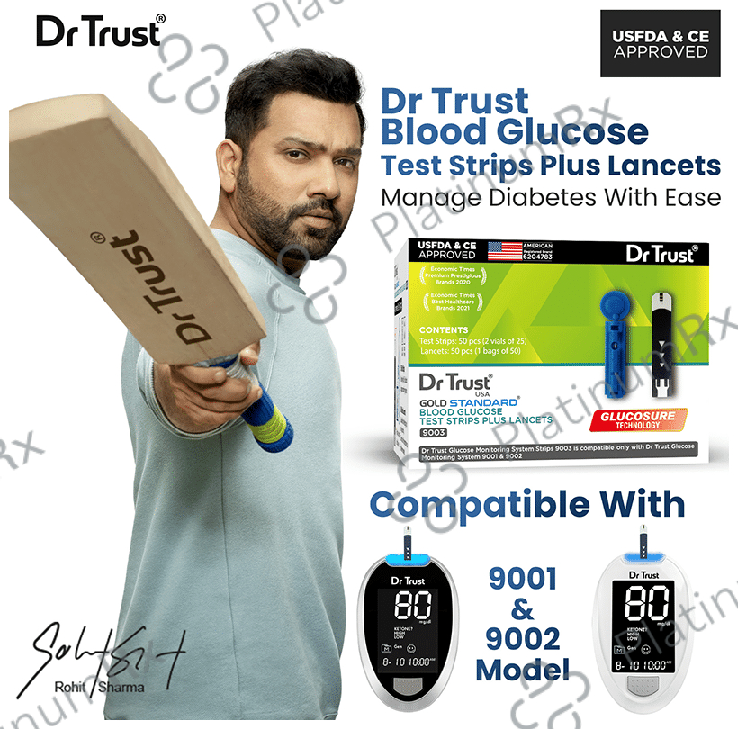 Dr Trust USA Gold Standard Blood Glucose 50 Test Strips Plus 50 Lancets