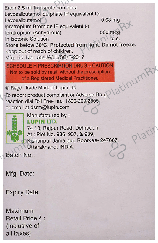 Salbair I Neb 0.63mg Transpules 2.5ml 25 Transpules