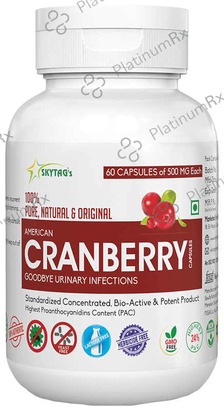Skytag 100% Pure, Natural & Original American Cranberry 500mg Capsule