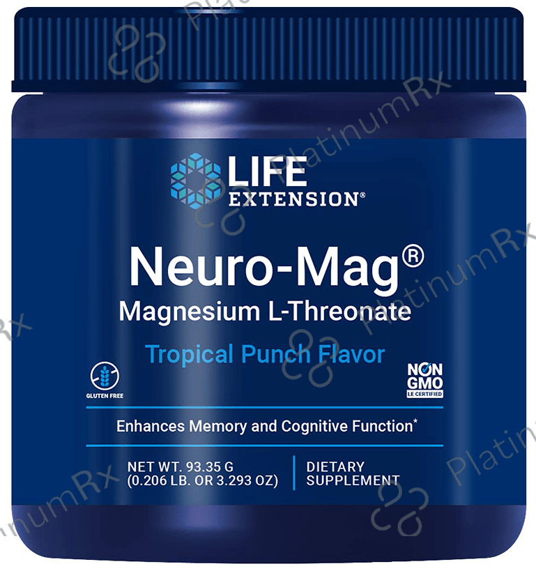 Life Extension Neuro-Mag Magnesium Threonate - Enhances Cognitive Functions Powder Tropical Punch
