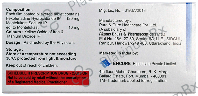 Fexokast 10 mg/120 mg Tablet