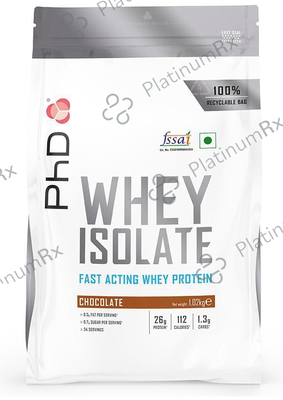 PHD Whey Isolate Fast Acting Whey Protein Powder Chocolate 1 kg