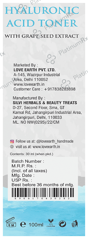 Love Earth Hyaluronic Acid Toner