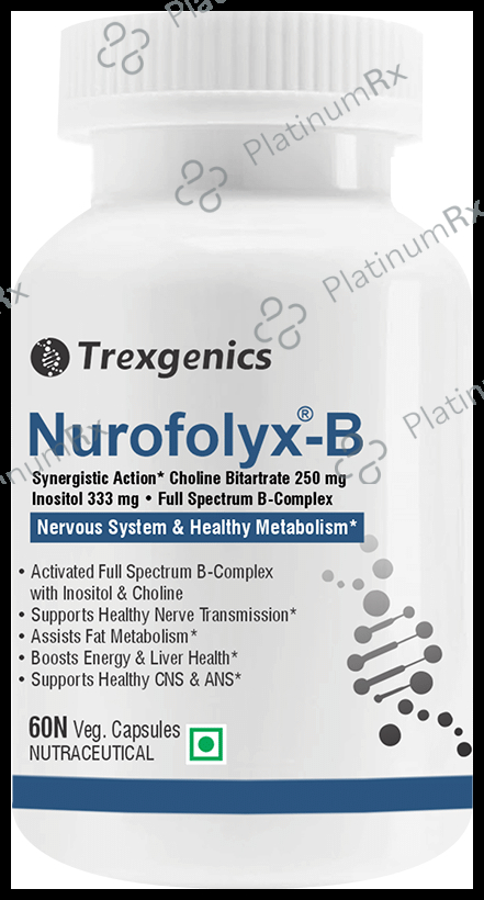 Trexgenics Nurofolyx-B with Choline, Inositol & B-Complex - Veg Capsules for Metabolism & Nervous System Support