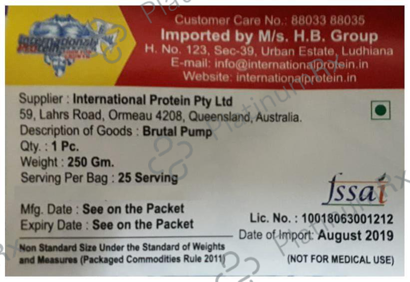 International Protein Brutal Pump Powder Passion Fruit