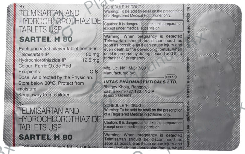 Sartel H 80mg Tablet 15s