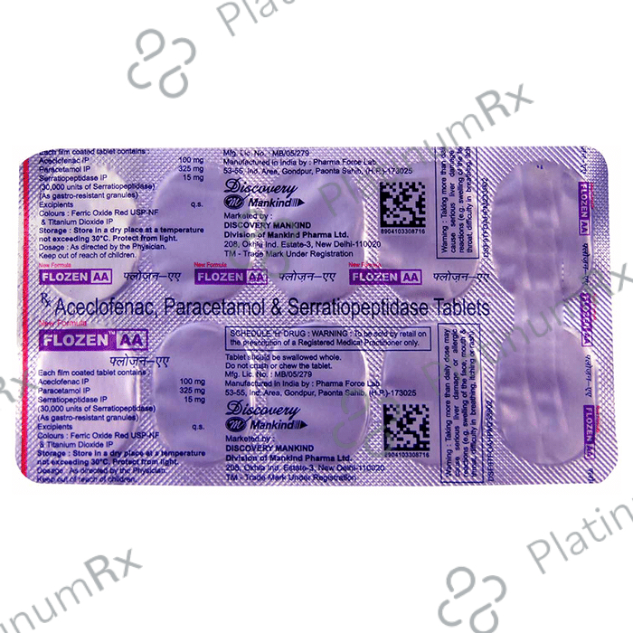 Flozen AA 100/325/15mg Tablet 10s