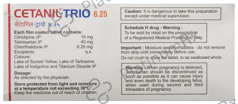 Cetanil Trio 6.25/10/40mg Tablet 10s