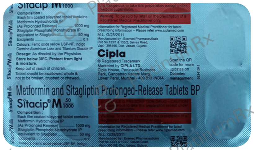 Sitacip M 50/1000mg Tablet PR 10s