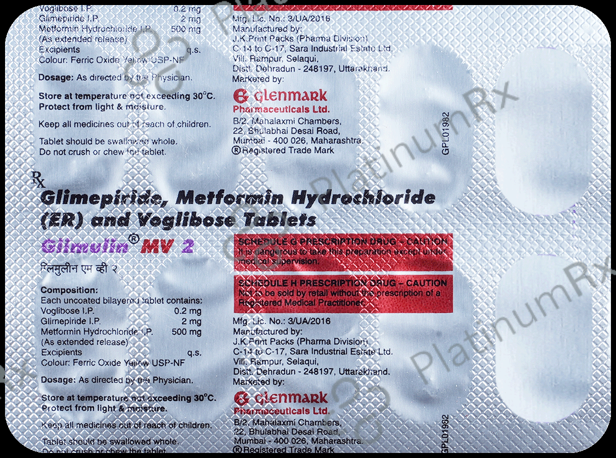 Glimulin MV 2/500/0.2mg Tablet ER 10s