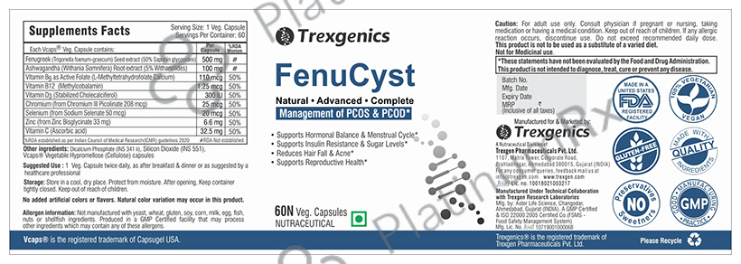 Trexgenics FenuCyst PCOS Support Veg Capsules