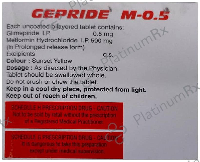Gepride M 0.5/500mg Tablet PR 10s