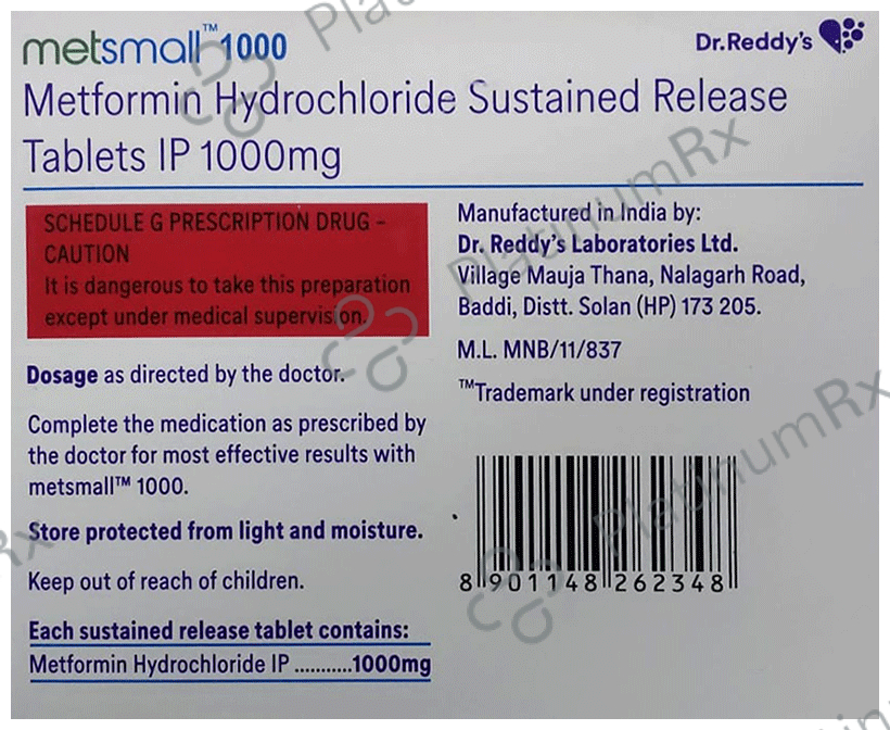 Metsmall SR 1000mg Tablet 15s
