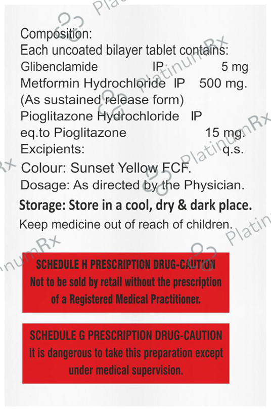 Glibcla MP 5mg/500mg/15mg Tablet